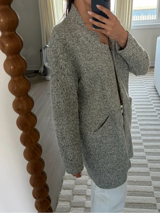 Zara Grey Open-Front Knit Coatigan - Picture 2 of 4